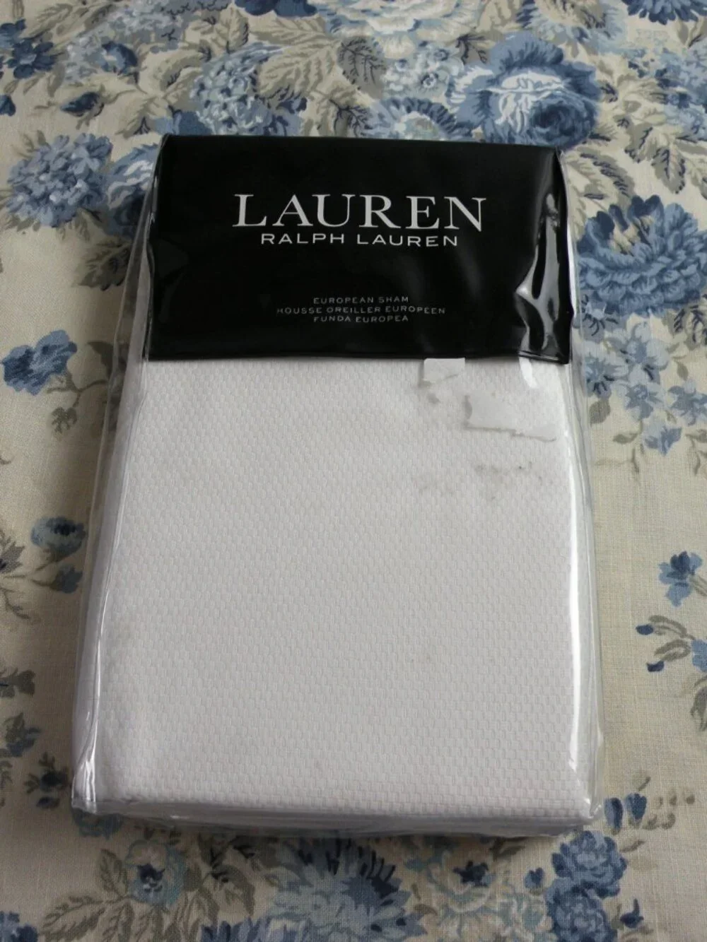 NEW Ralph Lauren EDEN White/Blue Trim Pique EURO Sham 26x26 $135 NWT.📦